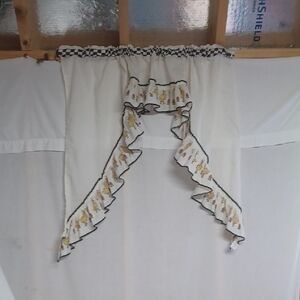 White and Yellow Ruffled Kitchen Curtains